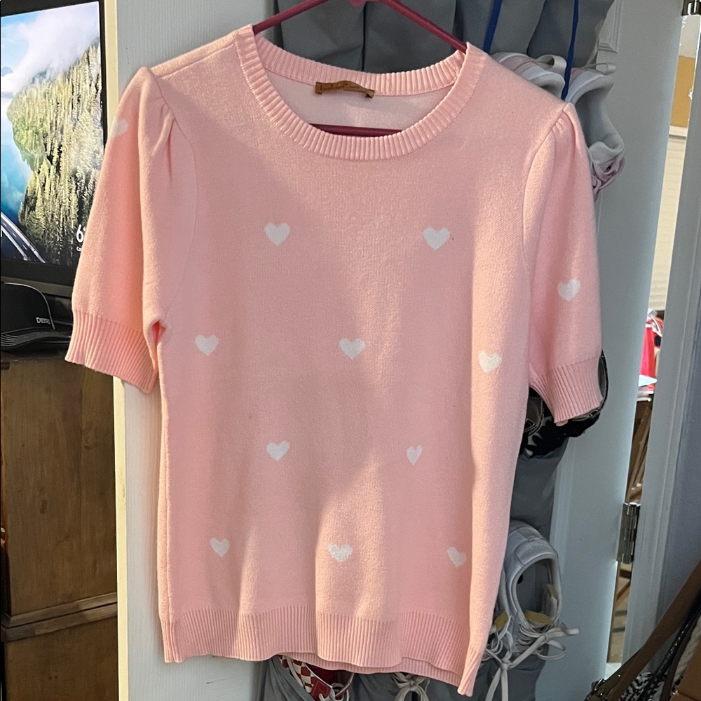 Belldini Pink Kids Sweater with White Hearts